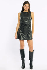 Black Mini Dress Faux Leather