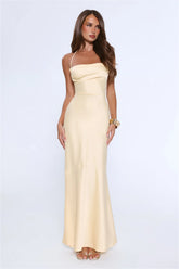 Evening Energy Satin Maxi Dress Yellow