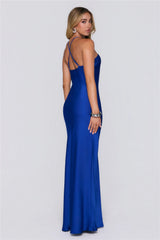 Formal Nights Only Satin Maxi Dress Cobalt