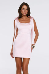 Dusk Bloom Satin Mini Dress Blush