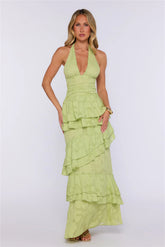 Daydream Hour Halter Maxi Dress Lime