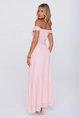 The Look Speaks Off Shoulder Maxi Dress Pink