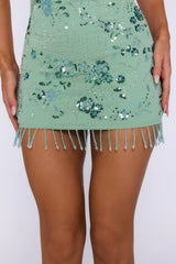 The Glitter Room Embellished Mini Dress Sage