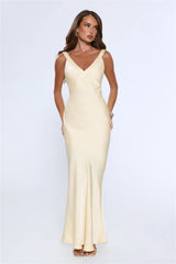 Life’s A Movie Satin Maxi Dress Yellow