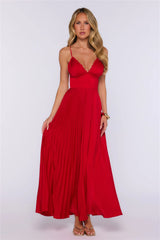 Everything She Wants Satin Maxi Dress Red