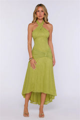 Late Night Society Lace Halter Maxi Dress Lime