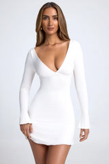 Open-Back A-line Mini Dress in Coconut