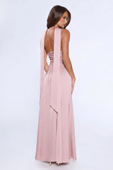 Satin Tempt Strapless Maxi Dress Blush