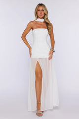 Formal Event Strapless Maxi Dress White