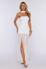 Formal Event Strapless Maxi Dress White