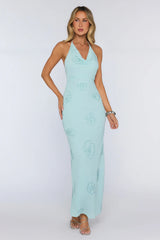 Soft Glow Up Halter Maxi Dress Aqua