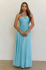 Sea Spell Halter Maxi Dress Aqua
