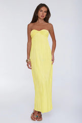 The Pretty Way Plisse Strapless Maxi Dress Yellow