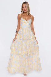 Sweet Luxury Maxi Dress Yellow Print