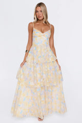 Sweet Luxury Maxi Dress Yellow Print