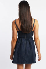 Blue Fit And Flare Dress Mini