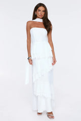 Special Occasion Strapless Maxi Dress White
