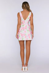 Gentle Luxury Embroidered Mini Dress Pink
