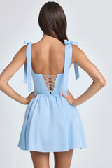 Draped Corset Mini Dress in Sky Blue