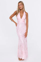 Mood Boost Halter Maxi Dress Pink