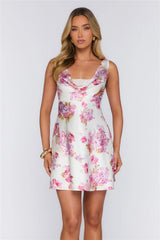 Ribbon Romance Satin Mini Dress Floral