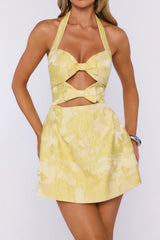 The Pretty Effect Halter Mini Dress Yellow