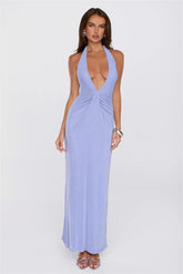 Starfire Muse Halter Maxi Dress Periwinkle