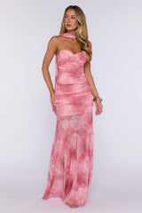 Lovers’ Night Out Mesh Maxi Dress Pink