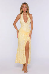 The Wish List Halter Maxi Dress Yellow