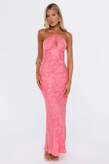 Rosy Outlook Halter Maxi Dress Coral