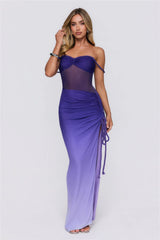 Resort Ready Mesh Off Shoulder Maxi Dress Purple