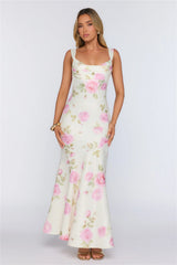 Floral Studio Satin Maxi Dress Pink