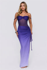 Resort Ready Mesh Off Shoulder Maxi Dress Purple