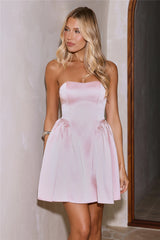 Pretty Coquette Strapless Satin Mini Dress Blush