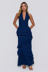 Power Glow Halter Maxi Dress Navy