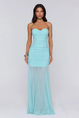 Lovers’ Night Out Mesh Maxi Dress Aqua