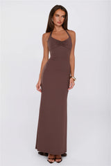 Made To Dance Halter Maxi Dress Chocolate