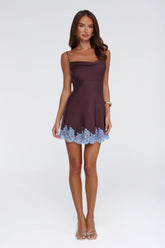 Evening Glow Satin Mini Dress Wine