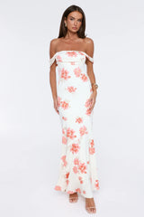 Garden Luxe Off Shoulder Maxi Dress White
