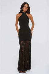 Flirt Society Halter Lace Maxi Dress Black