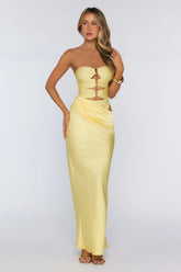 Proof of Style Strapless Maxi Dress Yellow