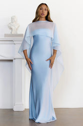 Love Locked In Sheer Overlay Maxi Dress Blue