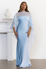 Love Locked In Sheer Overlay Maxi Dress Blue