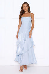 Peachy Glow Maxi Dress Blue