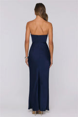 Secret Summer Strapless Satin Maxi Dress Navy