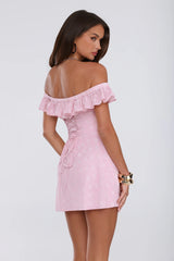 Darling Pop Off Shoulder Mini Dress Pink