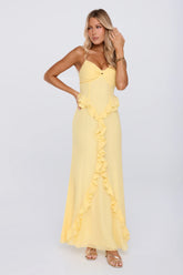 Balmy Nights Club Maxi Dress Lemon