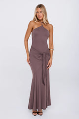 Twirl Season Halter Maxi Dress Brown