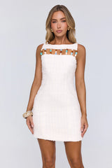 Classy Combination Tweed Mini Dress White