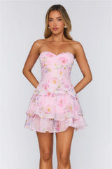 Island Charm Strapless Mini Dress Print
